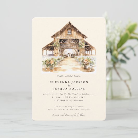 Moderne rustieke Westerne bruiloft uitnodiging (Staand voorkant)