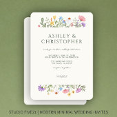 Moderne rustieke Wildflower Border Bruiloft Kaart