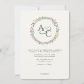 Moderne rustieke Wildflower Monogram Bruiloft Kaart (Voorkant)