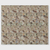 Moderne Rustieke Winter Pine Cone Boho Kerstmis Cadeaupapier (Vlak)