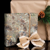 Moderne Rustieke Winter Pine Cone Boho Kerstmis Cadeaupapier