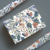 Moderne rustieke winterbos botanische pijnbomen inpakpapier vel