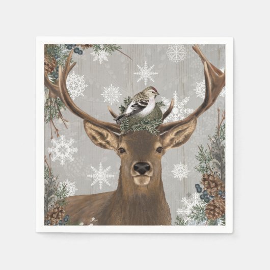 Moderne rustieke winterherten servetten (Voorkant)