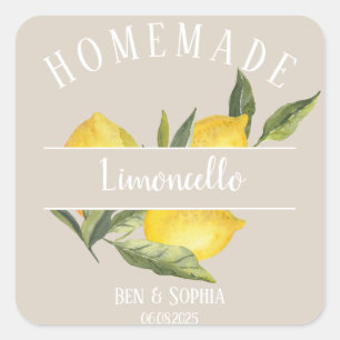 Moderne rustieke zelfgemaakte Italiaanse Limoncell Vierkante Sticker