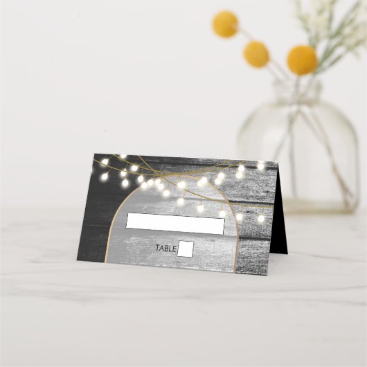 Moderne Rustieke Zwarte Houten Gouden Lichten Boog (Voorkant)