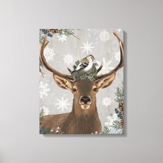 moderne rustige bossen winterherten canvas afdruk (Voorkant)