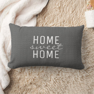 Moderne rustige donkergrijze burlap Home Sweet Fam Kussen