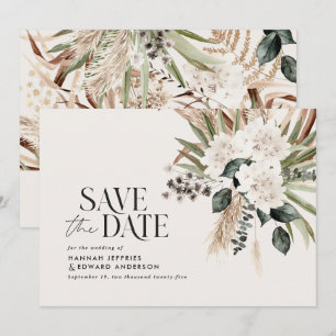 Moderne rustige pampas eucalyptus botanical QR cod Save The Date