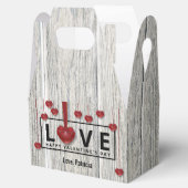 Moderne Rustige Valentijnsdag Hout LOVE Red Hearts Bedankdoosjes (Geopend)