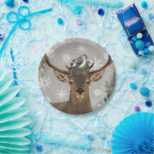 moderne rustige winterherten papieren bordje (Feest)