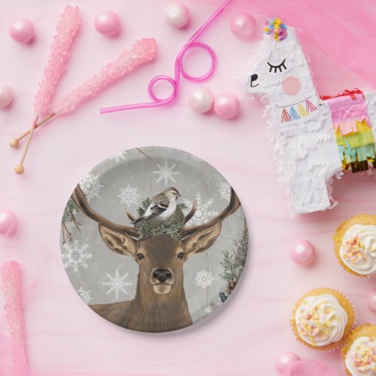 moderne rustige winterherten papieren bordje (Feest)