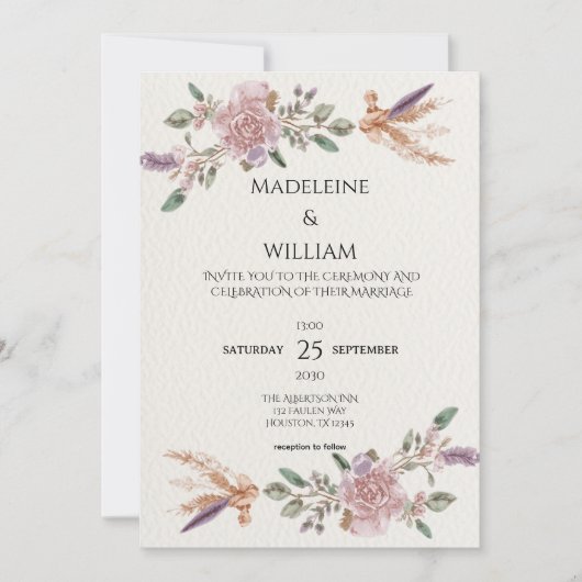 Moderne Rustique Boho Elégant Mariage Invitation (Devant)