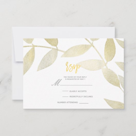 Moderne Rustique Doré Feuilles D'or Botanique RSVP (Devant)