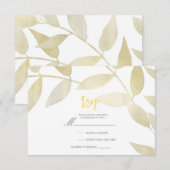 Moderne Rustique Doré Feuilles D'or Botanique RSVP (Devant / Derrière)
