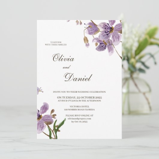 Moderne Rustique Fleurs violettes Faire-part de ma