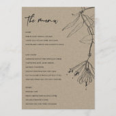MODERNE RUSTIQUE KRAFT BLACK LINE DESSIN MENU FLOR (Devant)