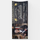 Moderne Rustisch Afstuderen met gouden  Fotohout Spandoek (Verticaal)