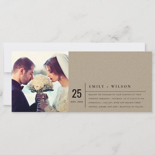 MODERNE RUSTISCHE KRAFT TYPOGRAPHY WEDDING FOTO KAART (Voorkant)