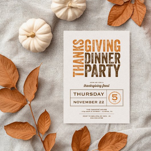 Moderne Rustische Thanksgiving Dinner Party Kaart