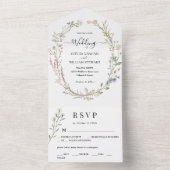 Moderne Rustische Waterverf Wildflower Simple Wedd All In One Uitnodiging (Binnen)