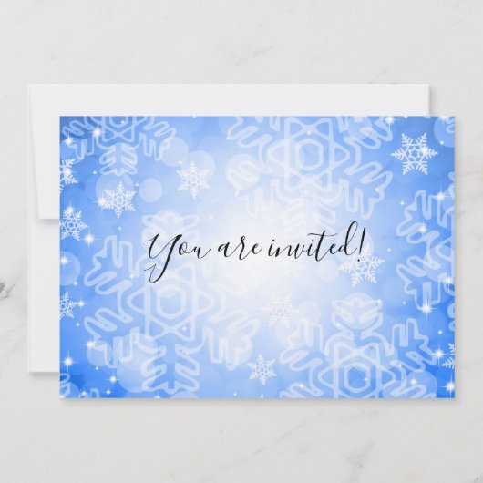 Moderne rustpauze Blauwe Winterbokeh Lichten Kaart (Achterkant)