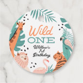 Moderne Safari Dieren Wild One Birthday Favoriet T Bedankjes Labels (Voorkant)
