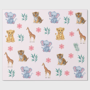 Moderne Safari Jungle Dieren olifant Tijger Leeuw  Cadeaupapier