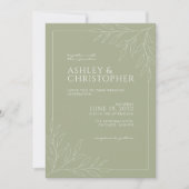 Moderne Sage Foliage Outline All-in-One Bruiloft Kaart (Voorkant)
