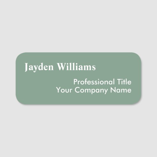 Moderne Sage Green Aangepaste werknemer ID Naamplaatje (Voorkant)