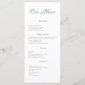 Moderne Sage Green Calligraphie Mariage blanc Menu (Devant)