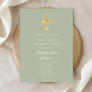 Moderne Sage Green Cross Religious First Community Kaart