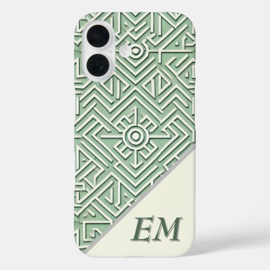 Moderne Sage Green en Cream geometrische Case-Mate iPhone Case (Achterkant)