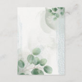 Moderne Sage Green Eucalyptus & Gold Reception Informatiekaartje (Achterkant)