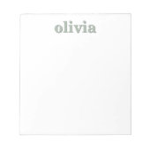 Moderne Sage Green gepersonaliseerde naam Notitieblok (Voorkant)