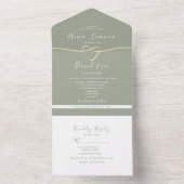 Moderne Sage Green Gold bruiloft All In One Uitnodiging (Binnen)
