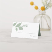 Moderne Sage Green Leaves Wedding Place Card (Voorkant)
