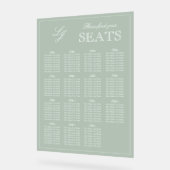 Moderne Sage Green Monogram Script Trouwstoel Acryl Bord (Hoek)