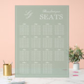 Moderne Sage Green Monogram Script Trouwstoel Acryl Bord (Huwelijk)