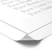 Moderne Sage Green Monogram Script Trouwstoel Poster (Hoek)