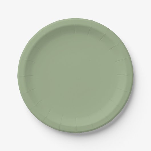 Moderne Sage Green Plain Effen Kleur Papieren Bordje (Voorkant)