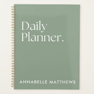 Moderne Sage Green Planneur Quotidien Avec Monogra