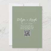 Moderne Sage Green Spring Boho QR Code Huwelijk Kaart (Achterkant)
