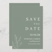 Moderne Sage Green Wedding Minimalist Save the Dat Kaart (Voorkant / Achterkant)