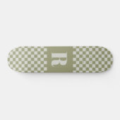 Moderne Sage Groen geruit Monogram Skateboard (Horizontaal)