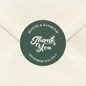 Moderne Sage Groene Aangepaste Bruiloft Dank U Fav Ronde Sticker