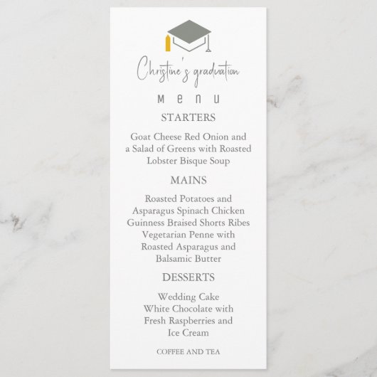 Moderne Sage Groene Achtergrond Afstuderen Menu (Voorkant)