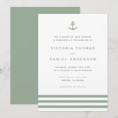 Moderne Sage Groene Anker Nautische Bruiloft Kaart (Voorkant / Achterkant)