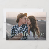 Moderne Sage Groene  belettering foto Save The Date (Voorkant)