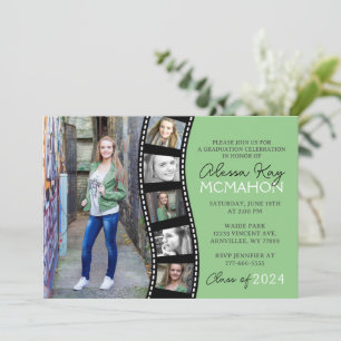 Moderne Sage Groene Filmstrip 6 Foto Afstuderen Kaart