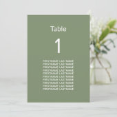 Moderne Sage Groene Gast Namen Tafel Kaart (Staand voorkant)